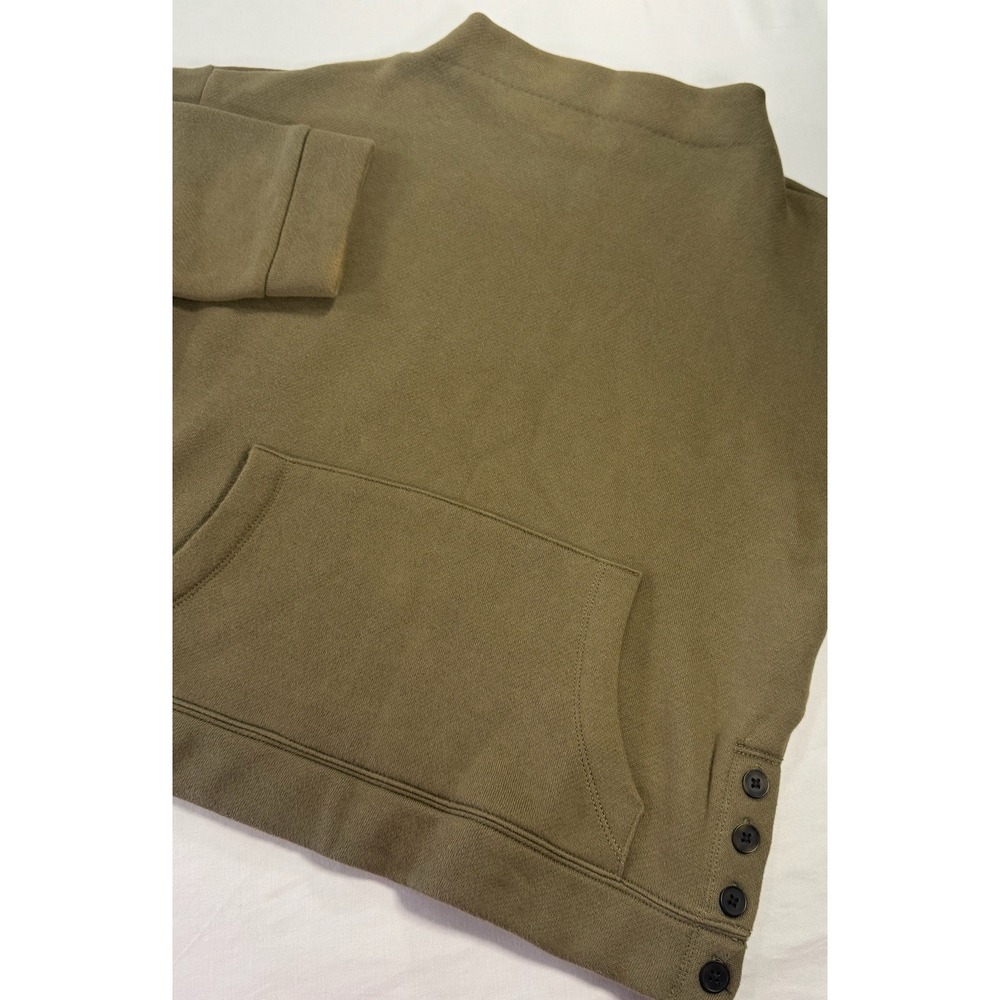 Madewell MWL Olive Green Mock Neck Button Side Sweatshirt XS Organic Cotton